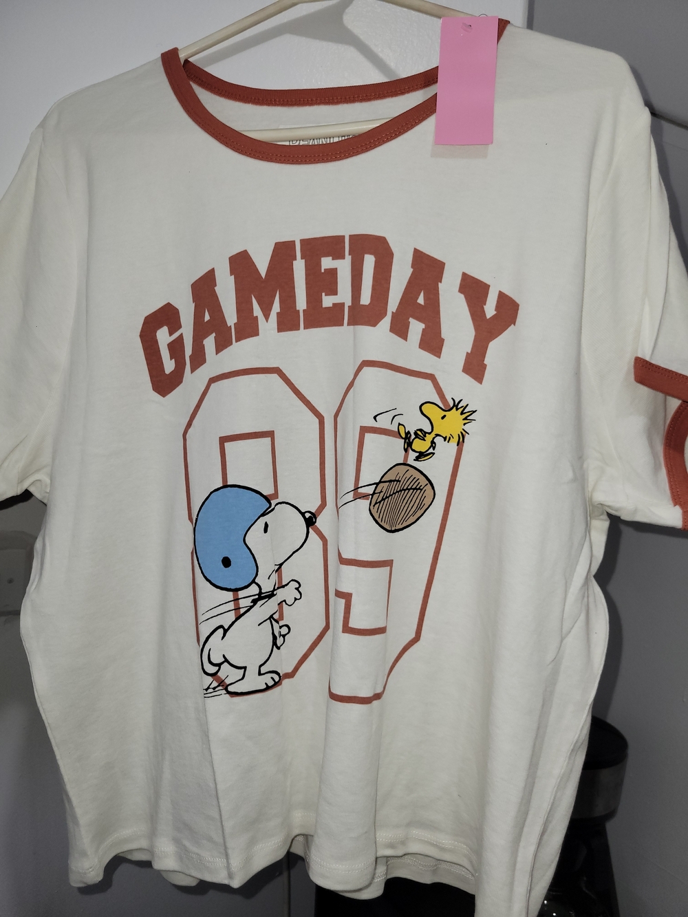 Peanuts Cream Tee with Rust Trim & Blue Helmet 3X